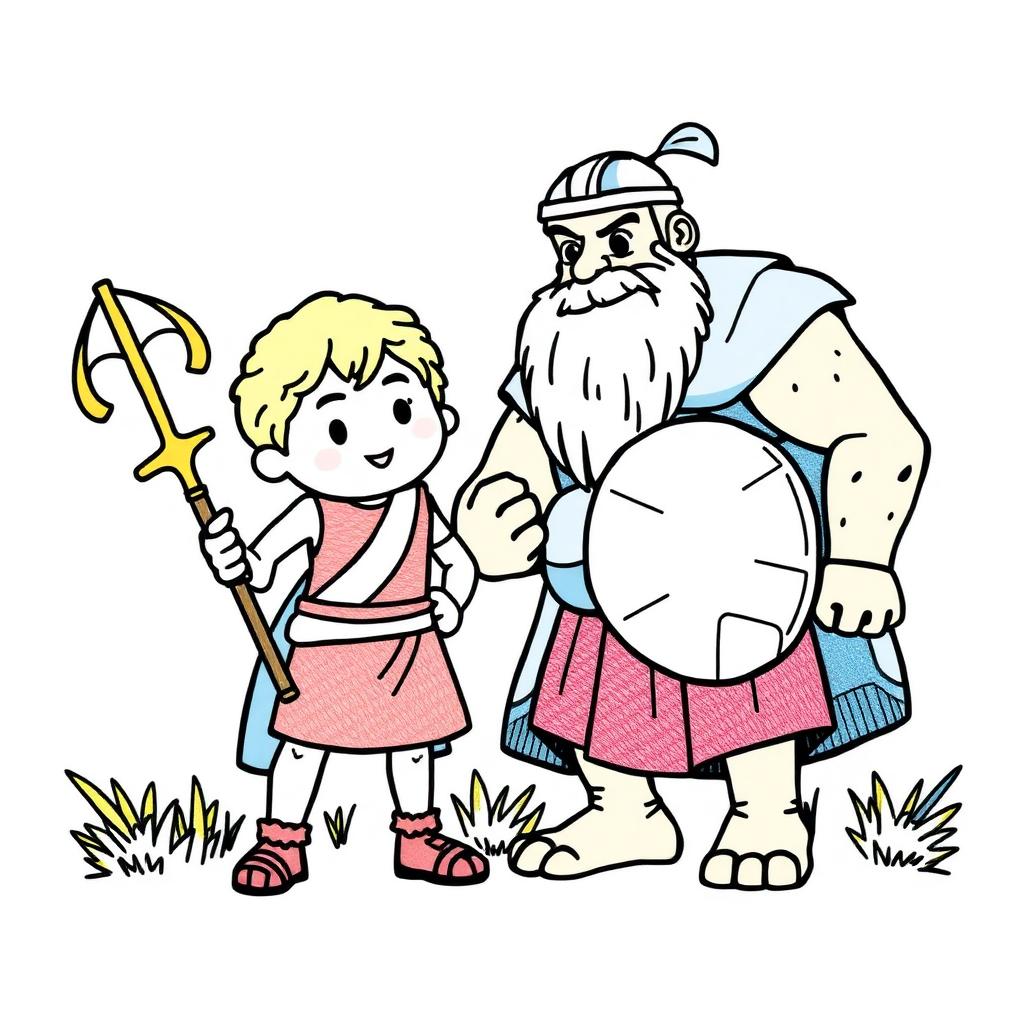 Desenho bíblico Davi e Golias